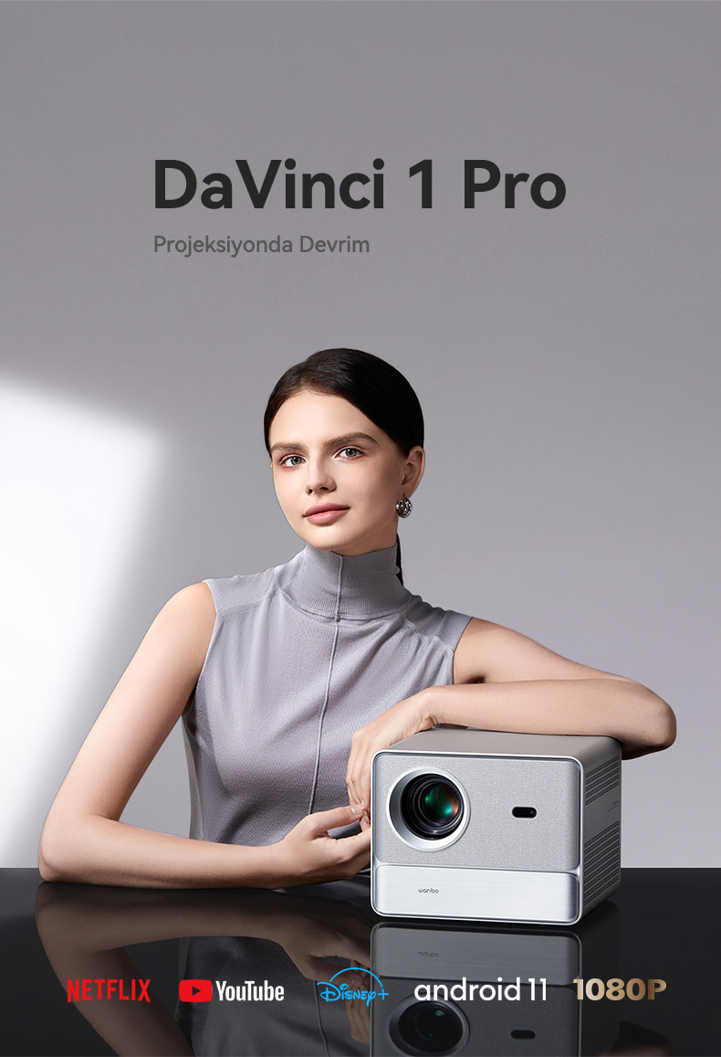 Wanbo DaVinci 1 Pro Projeksiyon Cihazı Google TV L1 Lisanslı